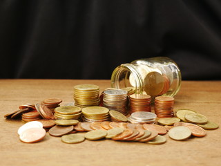 coins on a table,money and coins,concept save money,banking