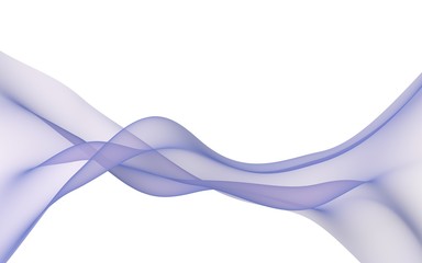 Blue color scarf. Abstract blue wave. Bright blue ribbon on white background. Abstract blue color smoke. Raster air background. 3D illustration