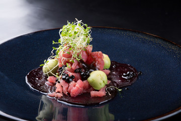Raw seafood tuna tartare
