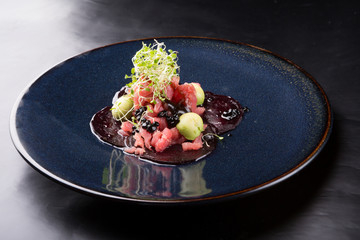 Raw seafood tuna tartare