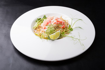 Elegant white crab meat noodles salad