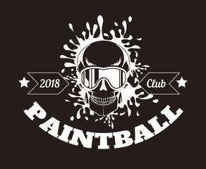 Paintball sport club with best game for real men slogan monochrome logotype.