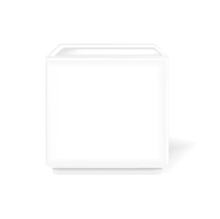 Decorative realistic square white flower vase for interior rooms