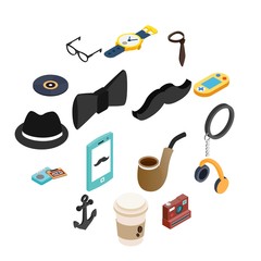 Hipster style isometric 3d icons set for web and mobile devices