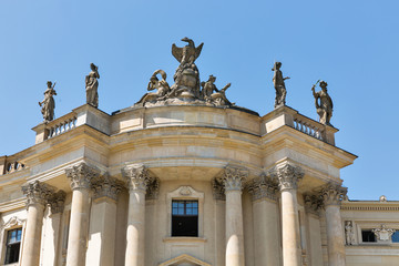 Fototapeta na wymiar Statues of Humboldt University library in Berlin, Germany,