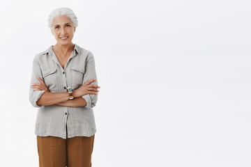 Granny can handle nurse babies. Portrait of confident charming and charismatic european senior...