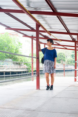 Japanese girl poses for pictures in Bangkok, Thailand