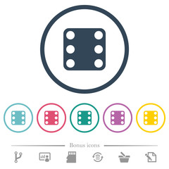 Domino six flat color icons in round outlines