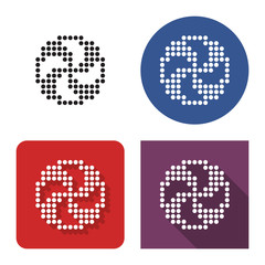 Dotted icon of volleyball in four variants. With short and long shadow