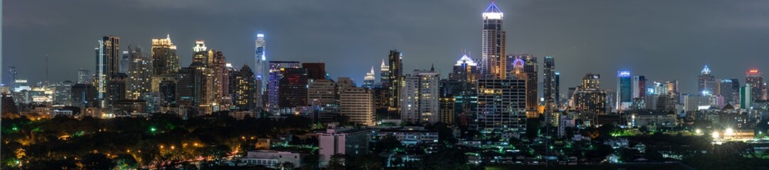 bangkok panorama view of landmark building and Suan Lum Night Bazaar in Bangkok Thailand
