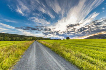 Fototapeta premium sunset over Norwegian countryside