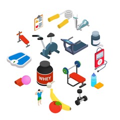 Fitness icons set isolated on white background