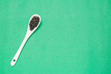 Black organic seeds of sesame - Sesamum indicum.