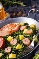 delicious kale Pan with pinkel and kassler