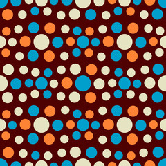Seamless abstract pattern with geometric pattern of multicolored circles.