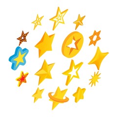 Obraz premium Star icons set in isometric 3d style isolated on white background