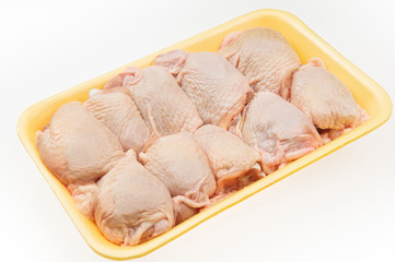Fresh chicken wings in package