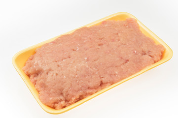 Fresh chicken minced meat in package