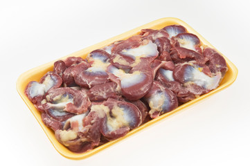 Fresh chicken giblets in package