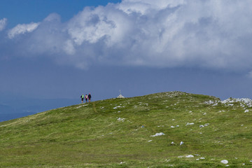 The corner of the cliff and people