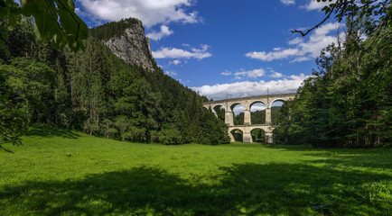 View on railway bridge over valley