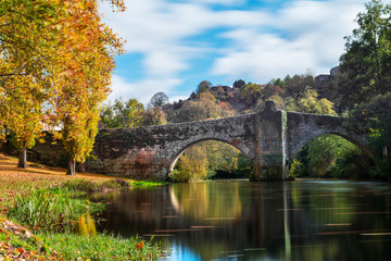 Fall foliage at river Arnoia in Allariz, Ourense