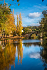 Fototapeta na wymiar Fall foliage at river Arnoia in Allariz, Ourense