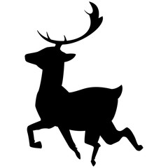 Christmas reindeer black silhouette. Vector icon isolated on white background.