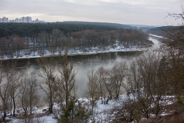 Winter landscape with the river Neman. Grodno. Belarus.