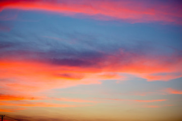 Beautiful bright red blue sky