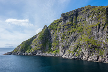 Natural mountain landscape at summer in Lofoten, Norway.