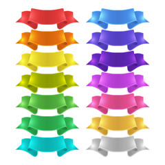 isolated vector colored satin ribbons set