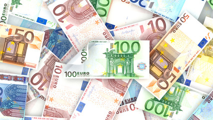 Money view top , 3d illustration