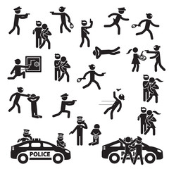 Robbery and crime icon set. Vector.