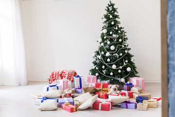 Christmas tree with presents new year holidays winter toys