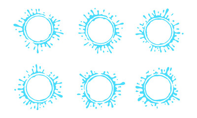 Set of collection water splash fresh circle template blue color vector label design