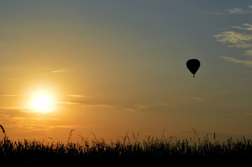 Hot air balloon in the sunset