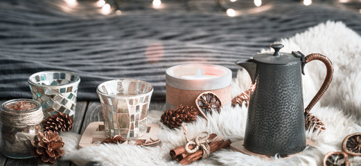 Still life home decorations in the interior of the room