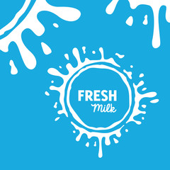 Milk Splash Water White Color in Blue Background Circle template logo