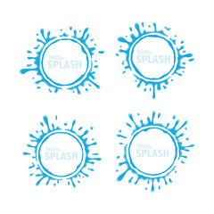 Set of collection water splash fresh circle template blue color vector label design
