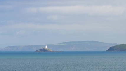 Godrevy Lighthouse off the coast of St Ives, in Cornwall, England.