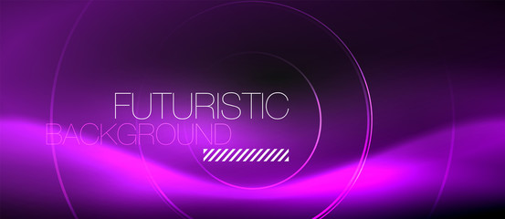 Dark abstract background with glowing neon circles