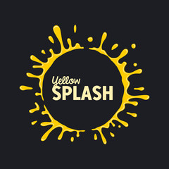 Yellow water splash color dark background vector template