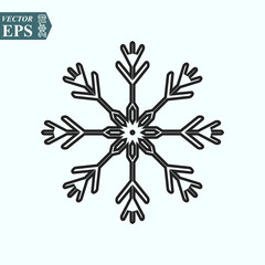 Isolated Winter Snow Outline Symbol On Clean Background. Vector Snowflake Element In Trendy Style.