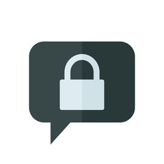 Chat Icon. Speech Bubble Sign. Conversation, Communications Symbol. Padlock Icon