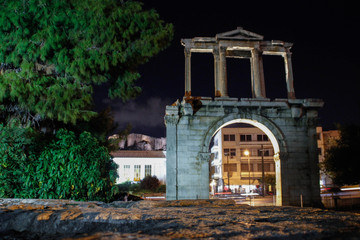 Athens gate at night