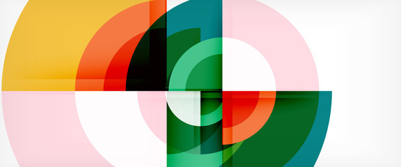 Obraz premium Modern geometric circles abstract background, colorful round shapes with shadow effects