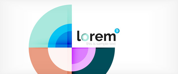 Modern geometric circles abstract background, colorful round shapes with shadow effects