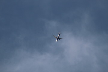 Flying air plane clicked from the ground