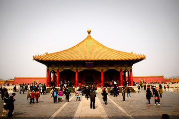 Part of The Forbidden City in Beijing, China. The Forbidden City was declared a World Heritage Site in 1987 and is listed by UNESCO. Beijing, China, 03,18,2018